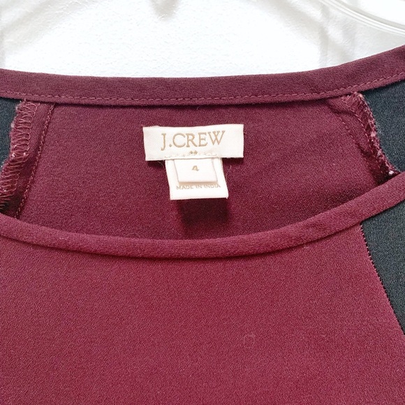 J Crew Maroon Contrast Shoulder Crepe Blou… - Picture 4 of 4